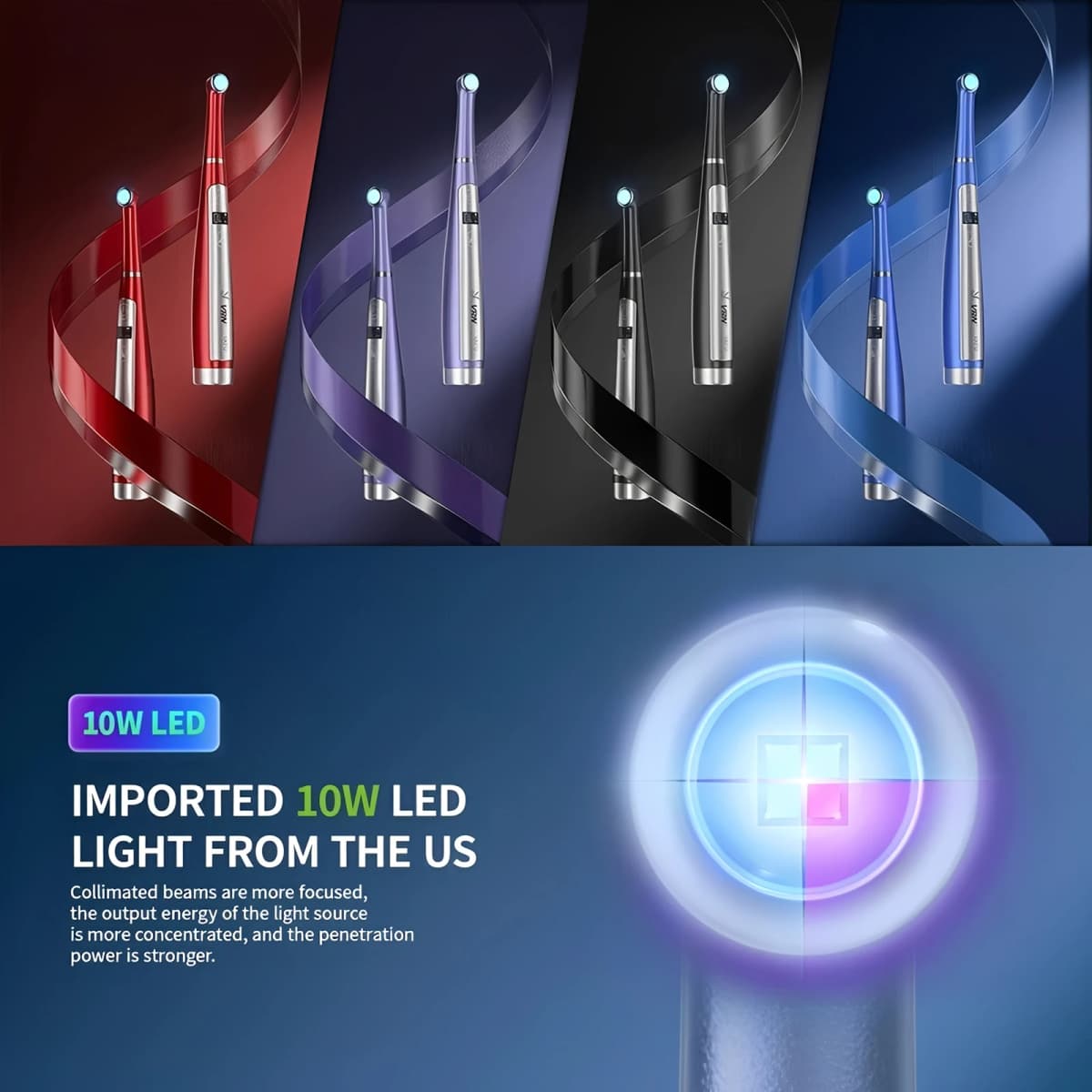 Dental Cordless LED Curing Light Lamp 1 Second Resin Cure Lamp 3200mW/cm² with Light Meter VAFU+Goggles
