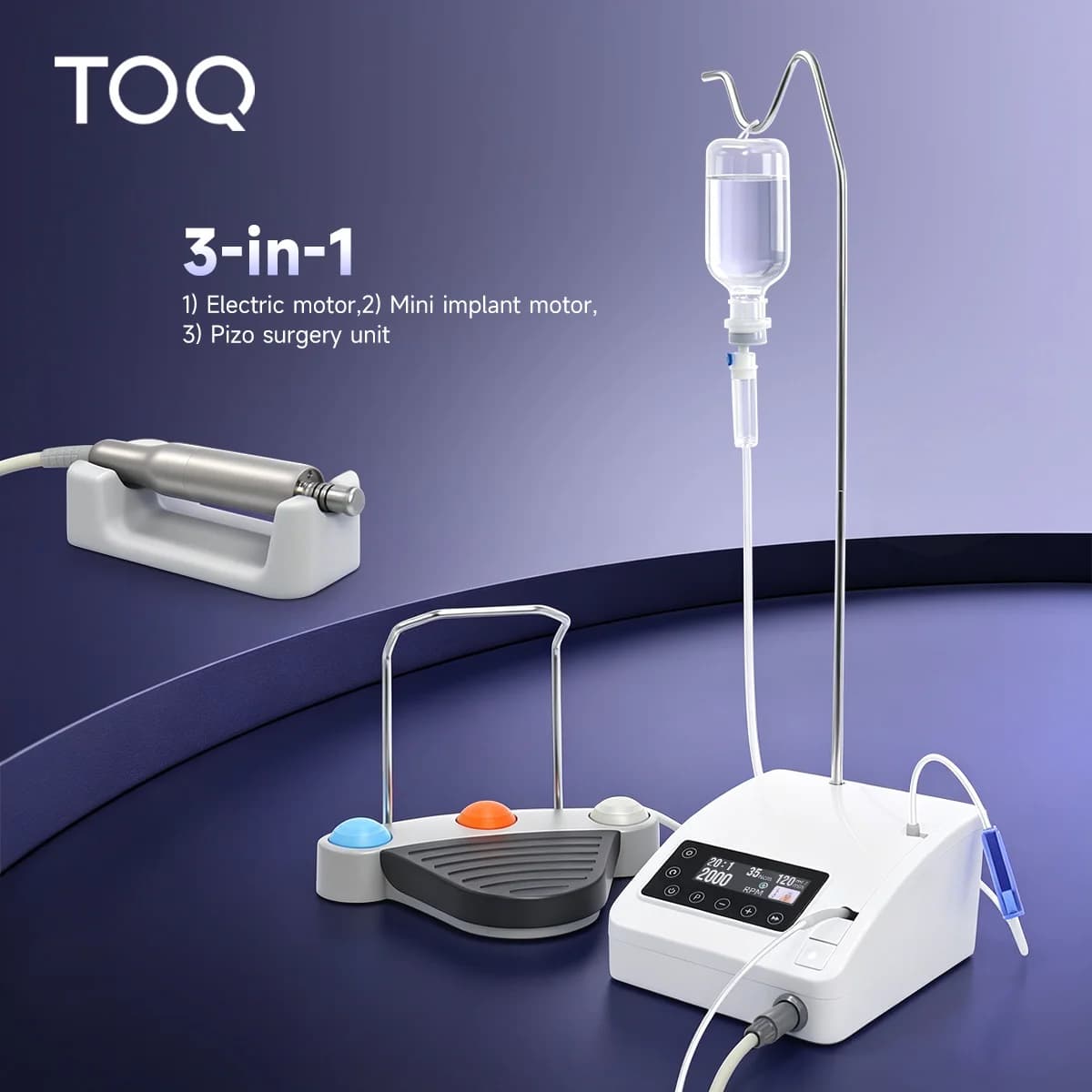 TOQ LED Dental Mini Implant Motor With 8 Programs Portable Professional Surgical Brushless Machine Motor For 20:1/4:1/1:4:2