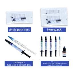 Dental Light-Curable Flowable Composite Resin A1-A3.5 with Etch Gel & Bond Primer for Oral Filling Restoration