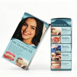 DIY Temporary Denture Kit with Upper & Lower False Teeth, Wax Strips & Gypsum Models, Reusable Teeth Restoration & Repair Tool