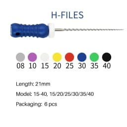 6Pcs/Pack Dental Files Hand Use H-Files 21/25mm Stainless Steel Endodontic Root Canal Files Dentist Tools Dental Lab Instruments