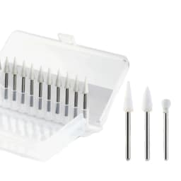 JUMTOP 12Pcs/Bag Dental Flame Cone Round White Stone Polisher FG Burs