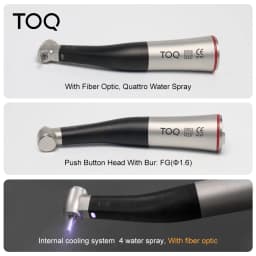 TOQ Red Ring 1:5 Increasing Low Speed Handpiece Increasing Contra Angle Internal Water Spray With Optic Fiber For E-type Motor