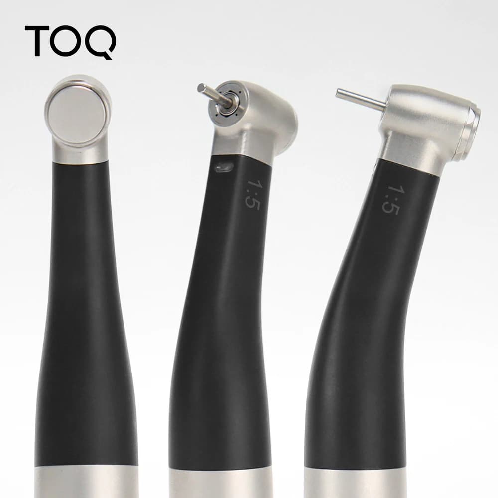 TOQ Red Ring 1:5 Increasing Low Speed Handpiece Increasing Contra Angle Internal Water Spray With Optic Fiber For E-type Motor