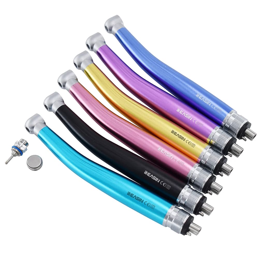 Dental High Speed Handpiece Colorful Push Button Air Turbine Large Torque Dentistry Handpiece for Teeth Cutting 2/4Hole Tool