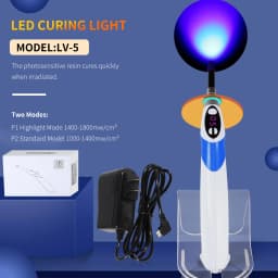 1s/5s Dental Curing Light Lamp for Resin Cure Wireless LED Blue light 1800-2500mw Rechargeable
