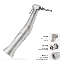 JUMTOP Dental Implant Contra Angle 20:1 Reduction Low Speed Handpiece Push Button Chuck External Spray Implant Handpiece