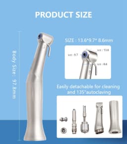 JUMTOP Dental Implant Contra Angle 20:1 Reduction Low Speed Handpiece Push Button Chuck External Spray Implant Handpiece