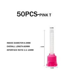 50pcs/pack Dental T Mixing Tips 1:1 Ratio Disposable Impression Materials Mixing Head Silicone Rubber Mixing Tube for Dentistry