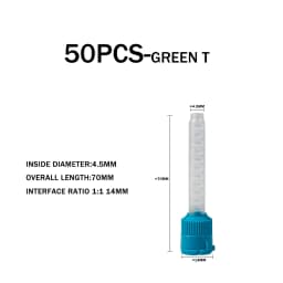 50pcs/pack Dental T Mixing Tips 1:1 Ratio Disposable Impression Materials Mixing Head Silicone Rubber Mixing Tube for Dentistry