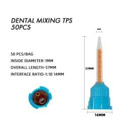 50pcs/pack Dental T Mixing Tips 1:1 Ratio Disposable Impression Materials Mixing Head Silicone Rubber Mixing Tube for Dentistry
