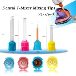 50pcs/pack Dental T Mixing Tips 1:1 Ratio Disposable Impression Materials Mixing Head Silicone Rubber Mixing Tube for Dentistry
