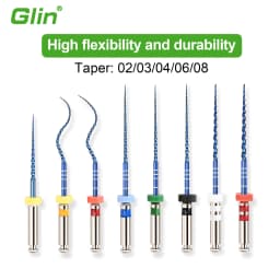 Glin Nickel Titanium Root Canal Dental Endo Files Blue Dental Rotary Files Use for Root Canal Cleaning Heat Activation 21/25mm