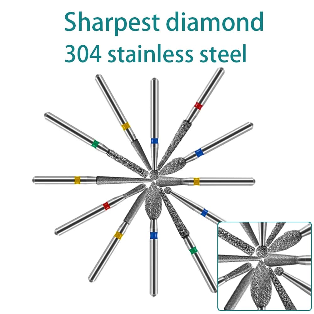 10Pcs Dental Diamond Burs Dril for High Speed Handpiece FG 1.6mm Bur Laboratory Grinding Polishing Tools Dentistry Material