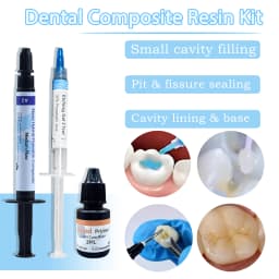 Dental Light-Curable Flowable Composite Resin Kit A1 A2 A3 with Etch Gel Bond Prime for Oral Filling Restoration