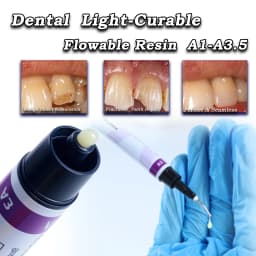 Dental Light-Curable Flowable Composite Resin Kit A1 A2 A3 with Etch Gel Bond Prime for Oral Filling Restoration
