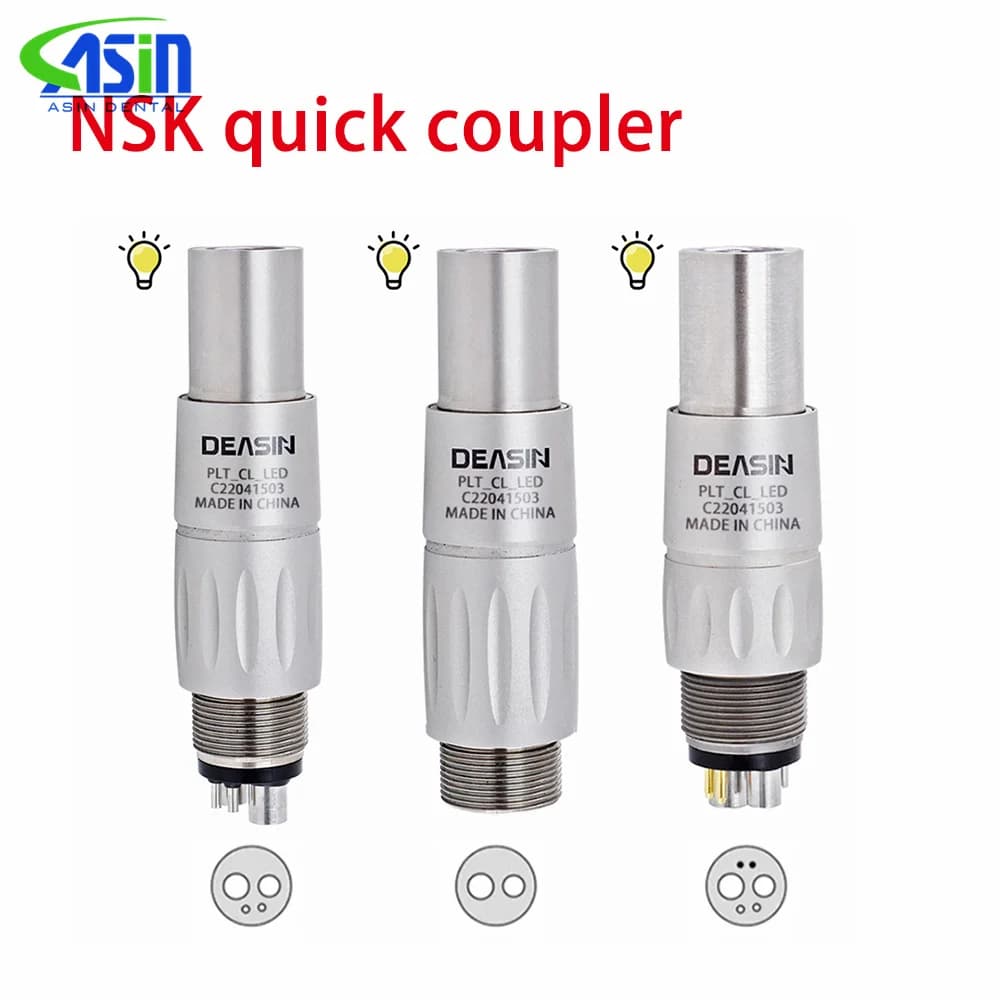 Dental Quick Coupling LED Fiber Optic Coupler 2/4/6 Holes High Speed Handpiece Turbine Adapter Compatible with KAVO W&H N