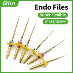 Glin 6 PCS/Pack Dental Flexible Golden Files Heat Activated Endodontic Files Root Canal Treatment Tools For Dentist