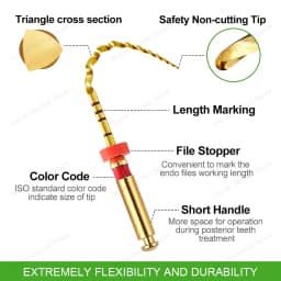 Glin 6 PCS/Pack Dental Flexible Golden Files Heat Activated Endodontic Files Root Canal Treatment Tools For Dentist