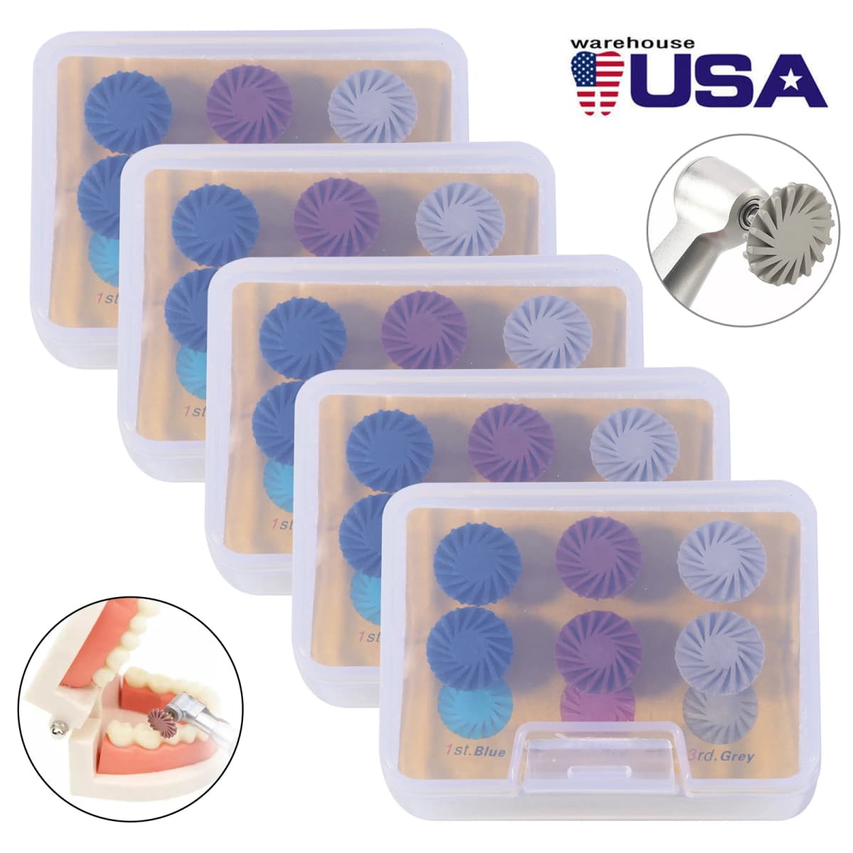 Dental Polishing Wheel Discs Kit RA 2.35mm for Composite Polishing Diamond 14mm Wheel kit 6pcs /Pack
