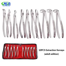 DEAISN 10pcs/set Adult Tooth Extracting Forceps Dental Surgical Extraction Instrument