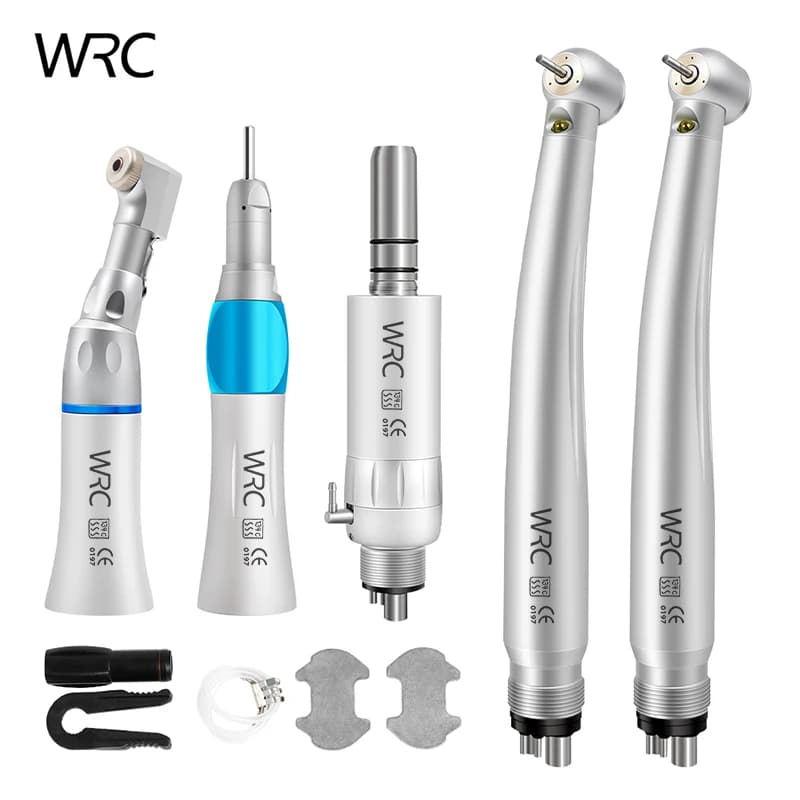 Dental Led High & Low Speed Handpiece kit Standard Head Straight Contra Angle Air Turbine Three Water E-Generator Euipment