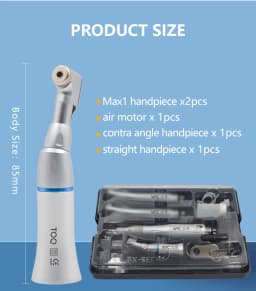 TOQ Dental Low/High Speed Handpiece Kit 2/4 Holes Air Motor External Water Spray Dental Polishing Restoration Tools 5 LED Set