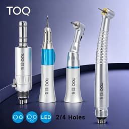 TOQ Dental Low/High Speed Handpiece Kit 2/4 Holes Air Motor External Water Spray Dental Polishing Restoration Tools 5 LED Set