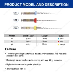Glin Dental Super D Retreatment Files For Root Canal Treatment Endodontic Files Rotary Files D1-D3 Dentistry Instrument