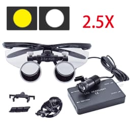 3.5X/2.5X Magnification Binocular Dental Loupe Surgery Surgical Magnifier with Headlight LED Light Medical Operation Loupe Lamp