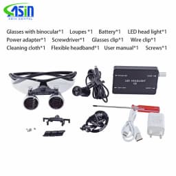 3.5X/2.5X Magnification Binocular Dental Loupe Surgery Surgical Magnifier with Headlight LED Light Medical Operation Loupe Lamp
