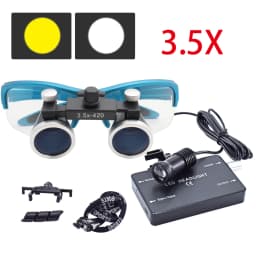 3.5X/2.5X Magnification Binocular Dental Loupe Surgery Surgical Magnifier with Headlight LED Light Medical Operation Loupe Lamp