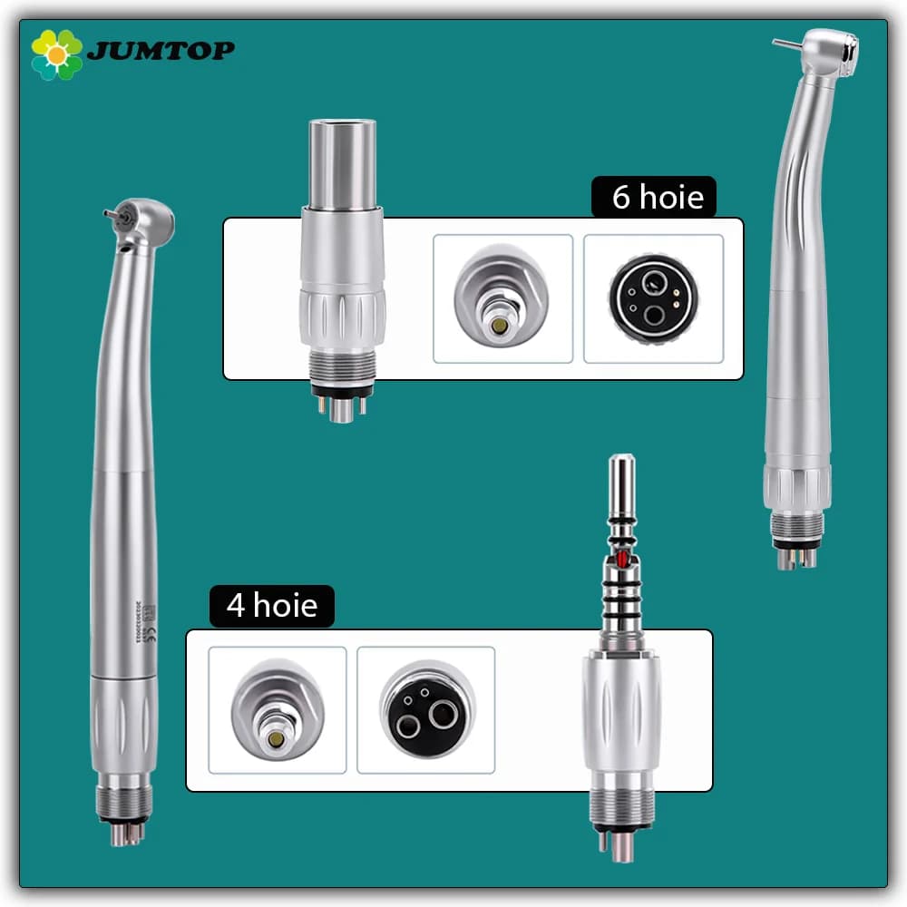 JUMTOP Dental High Speed Handpiece with Quick Coupler Standard Head Push Button LED High Rotation Led Pen fit for NSK KAVO