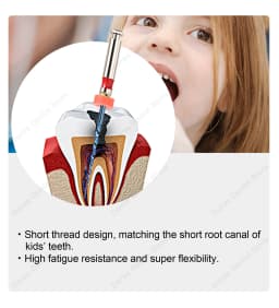 Glin 5Pcs Pediatric Files for Children Dental Snake Movement Niti Heat Activation Endo Files Use For Baby Pediatric Files