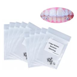 100Pcs Dental Lingual Button Orthodontic Bondable Metal Round Mesh Tongue Side Buckle Round Base