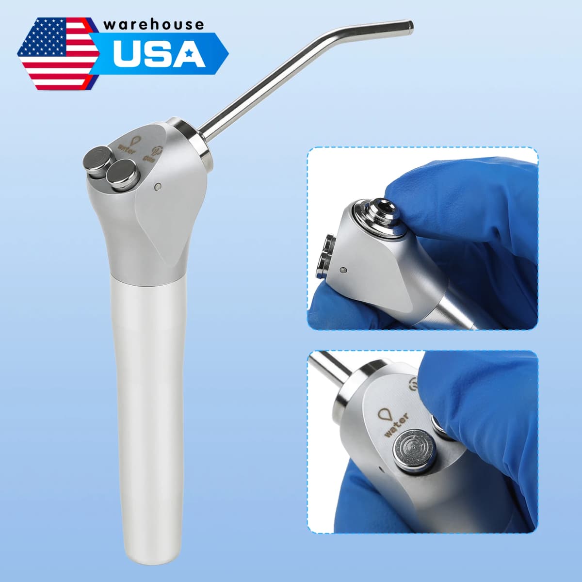 Dental 3 Way Air Water Spray Triple Syringe Handpiece with 2 Nozzles Tips Tube / 50 Nozzles Tips Tubes