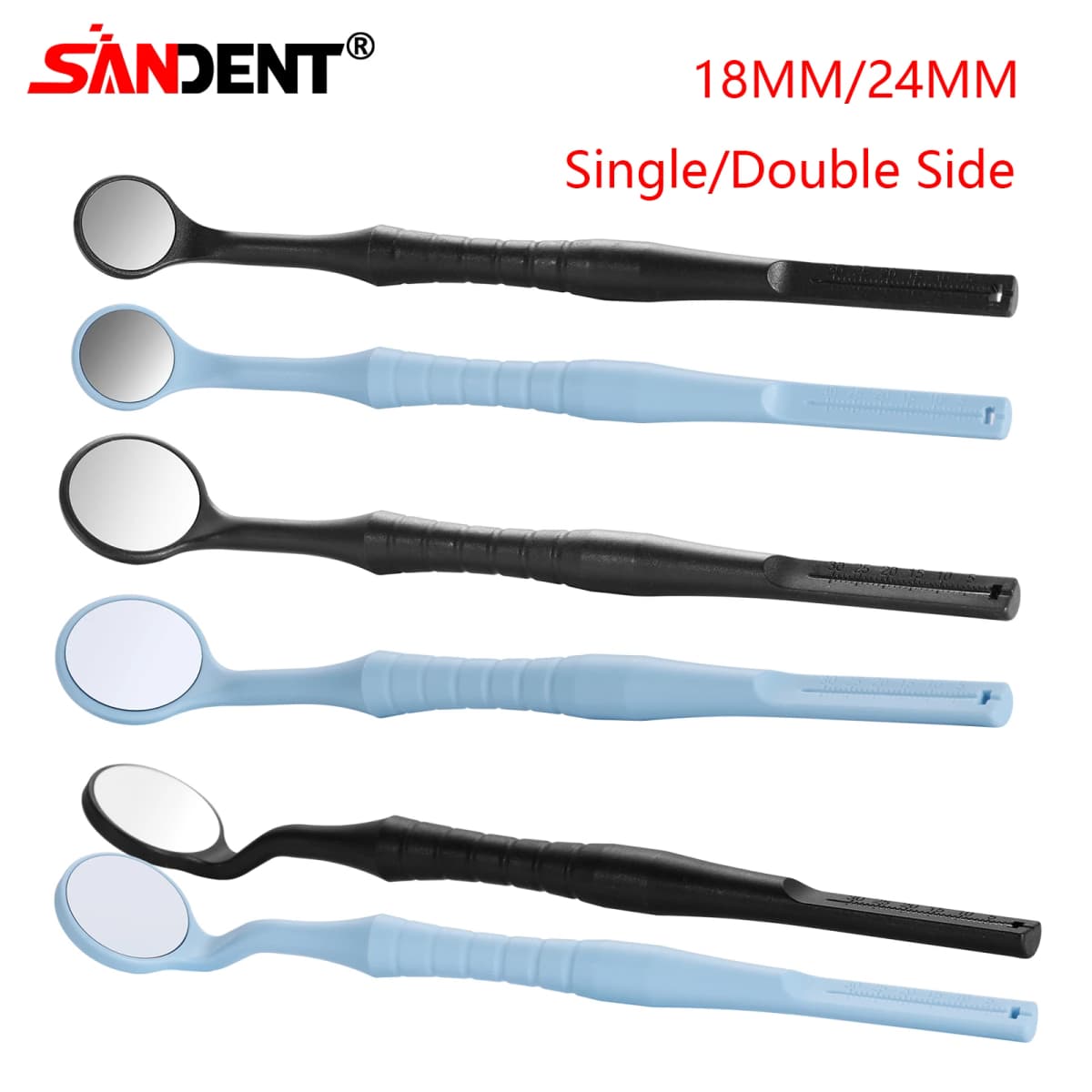 Dental Single/Double Sided Anti-fog Mouth Mirror Oral Mirrors With Handle 18/24mm Autoclavable Replace12PCS Ultra-clear Mirrors