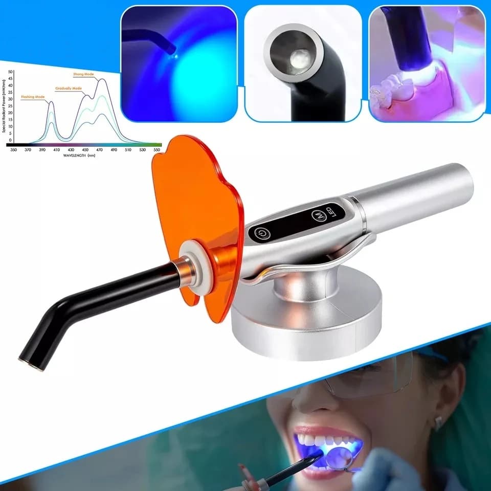 Dental Wireless Cordless LED Cure Curing Light Lamp Metal Head 1S LED Cure 2000mw 5W Tool Resin Cure/Fiber Guide Rod