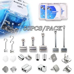 50Pcs/Box Orthodontic Bondable Lingual Buttons Multi-type Crimpable Hook Stop Lock Mesh Base Dental Ortodoncia Material
