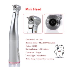 Dental Increasing 1:5 ratio Handpiece LED Fiber Optic Push Button Contra Angle 4 Spray Autochuck For NSK KAVO Electric Motor