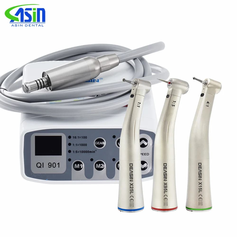 DEASIN Dental Clinical Brushless LED Electric Micromotor Work With 1:1/1:5/4:1 LED Contra Angle Dentist Low Speed Handpiece