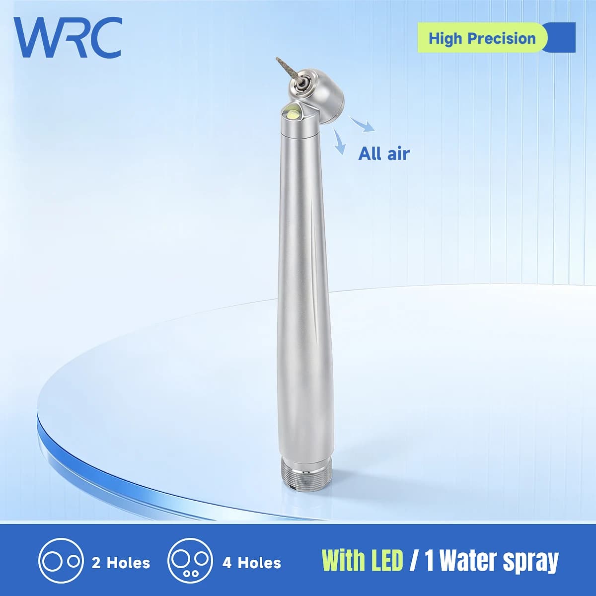 Dental High Speed LED Handpiece 45 Degree E-generator Integrated Push Button Small Head Single Water Spray 2/4 Holes