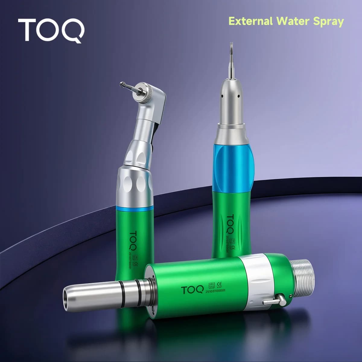 TOQ 3Pcs/Set Dental External Low Speed Handpiece Kit 2/4Holes Pneumatic Air Turbine Motor 6 Optional Colors Autoclavable Tool
