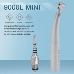 DEASIN Dental Children High Speed Handpiece Mini Head 9000L Fiber Optic LED 4 Spray Short Shank Burs for Kids
