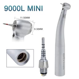 DEASIN Dental Children High Speed Handpiece Mini Head 9000L Fiber Optic LED 4 Spray Short Shank Burs for Kids