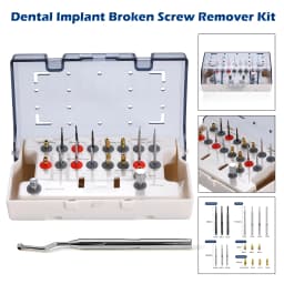 Dental Universal Implant Removal Kit Stainless Steel Screws Golden/Plastic Box Broken Screws Extract