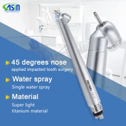 45° Dental High Speed Handpiece E-generator Small Head Push Button 2/4 Holes Single Spray