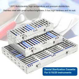 135°C Autoclavable Dental Sterilization Cassette for 5/10/20 Grid Instruments - Stainless Steel Dentistry Tools