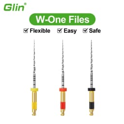 Glin Dental Root Canal Rotary Files 3Pcs/Box Safety Tip Niti Endo Files 21/25mm Dentistry Instrument W-One Endodontics Files
