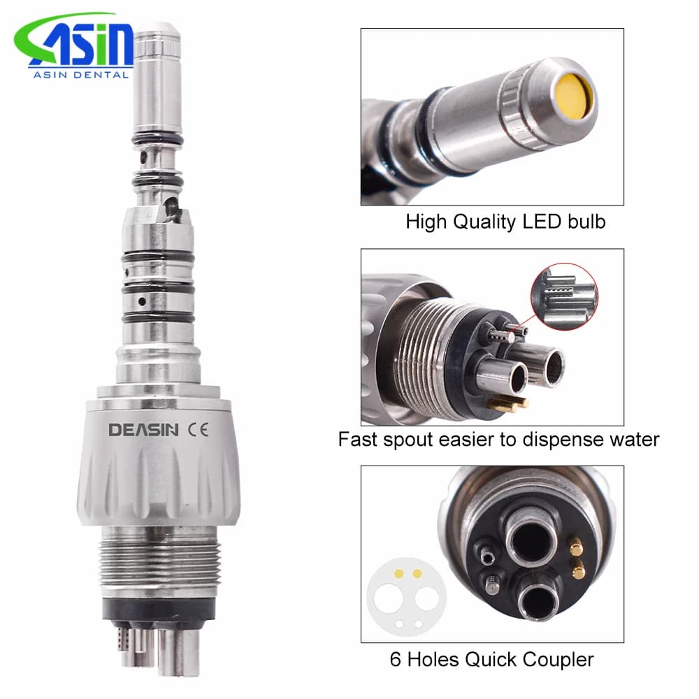 For 9000 Dental LED Quick Coupler Coupling Fit Kavo Fiber Optic Handpiece 6Hole Connect Dentistry tools